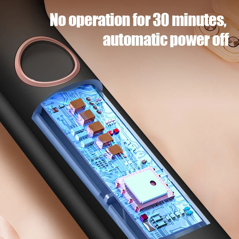 Professional women's ceramic hair straightening device with LED display, multi-temperature adjustment and safety features Peaceful Pleasures Health and Wellness