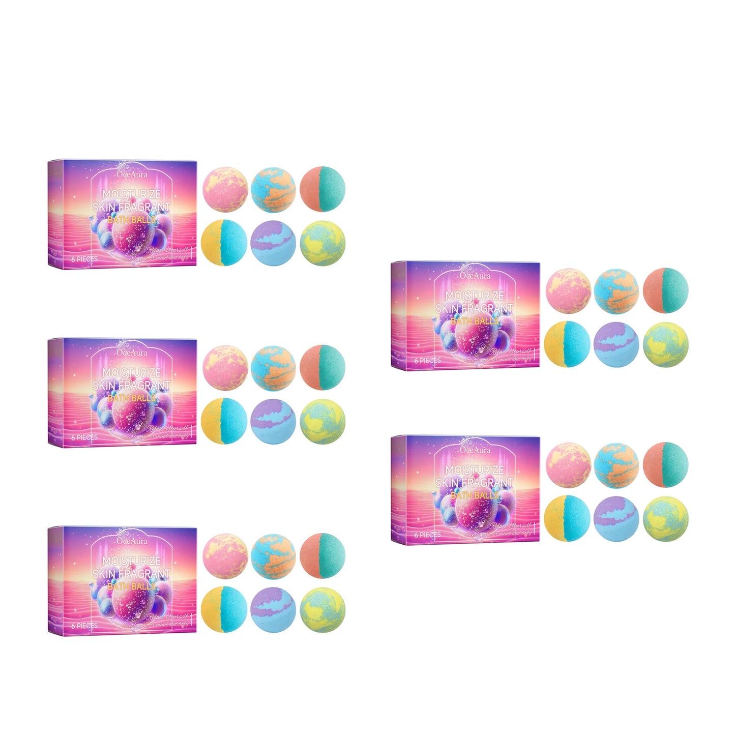 OceAura Rosemary Lavender Bath Bombs Set of 6 | Aromatherapy