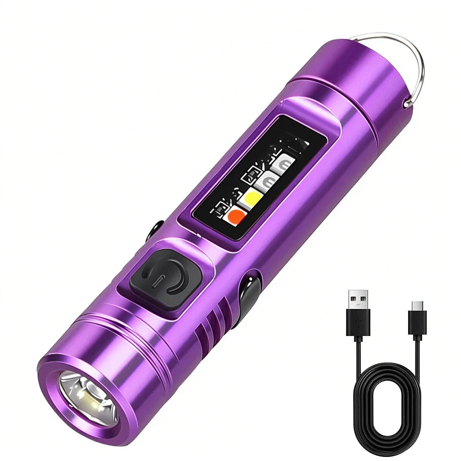 Mini LED Keychain Flashlight USB Rechargeable – 9 Modes, UV