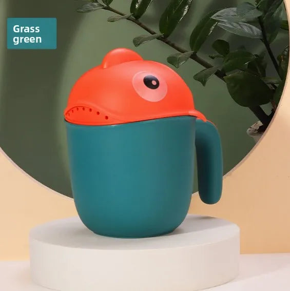 multi-functional Clownfish Shampoo Cup Baby Shampoo Rinser Cup Children Washing Head Rinse Cup Bathroom Shower Sprinkler Spoons Peaceful Pleasures Health and Wellness Grass green