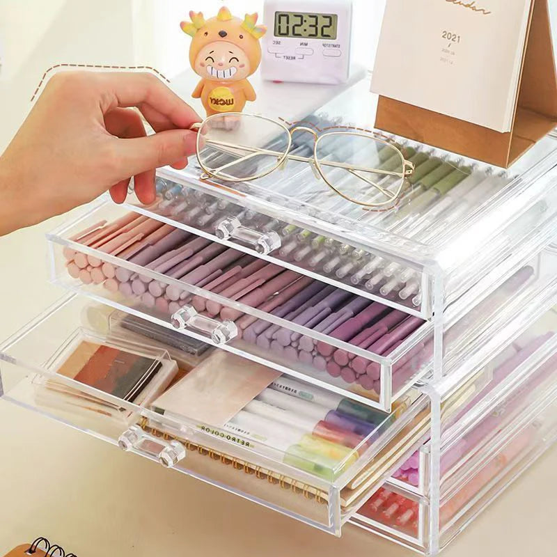 Clear Stackable Desk Organizer with Drawers – Makeup & Office Supply Storage Box Peaceful Pleasures Health and Wellness