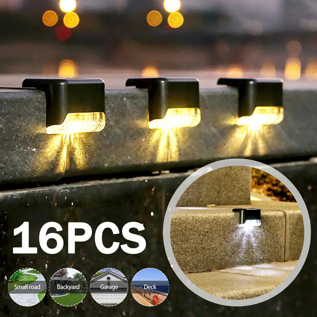 Solar LED Fence & Step Lights | IP65 Waterproof Garden Lamp
