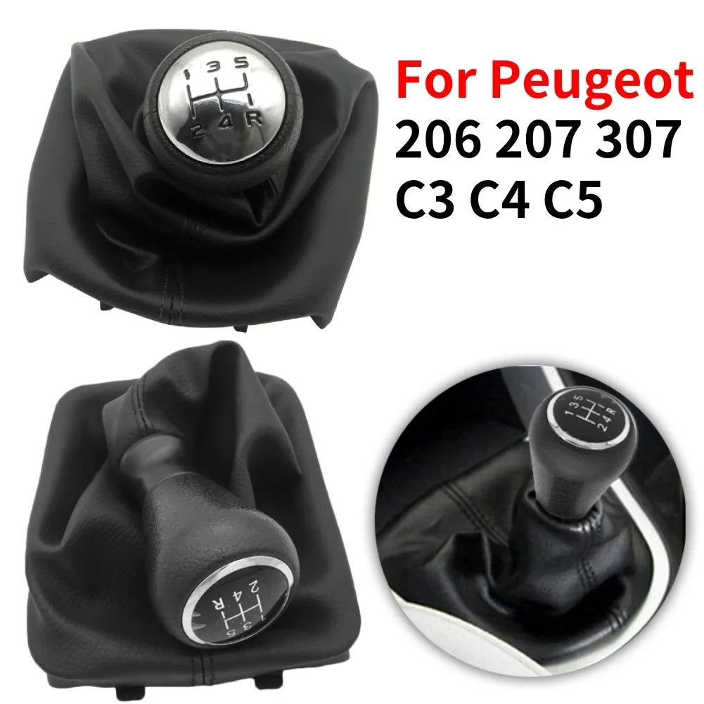 For Peugeot 206 207 307 Citroen C3/C4/C5 5 Speed Gear Shift Knob Shifter Lever Stick Gaiter Boot Cover PU Car Accessories Peaceful Pleasures Health and Wellness