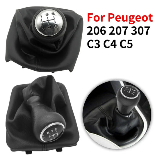 For Peugeot 206 207 307 Citroen C3/C4/C5 5 Speed Gear Shift Knob Shifter Lever Stick Gaiter Boot Cover PU Car Accessories Peaceful Pleasures Health and Wellness