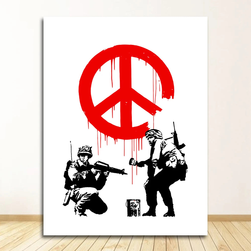 Banksy Abstract Canvas Wall Art Print | Nordic Living Room Decor
