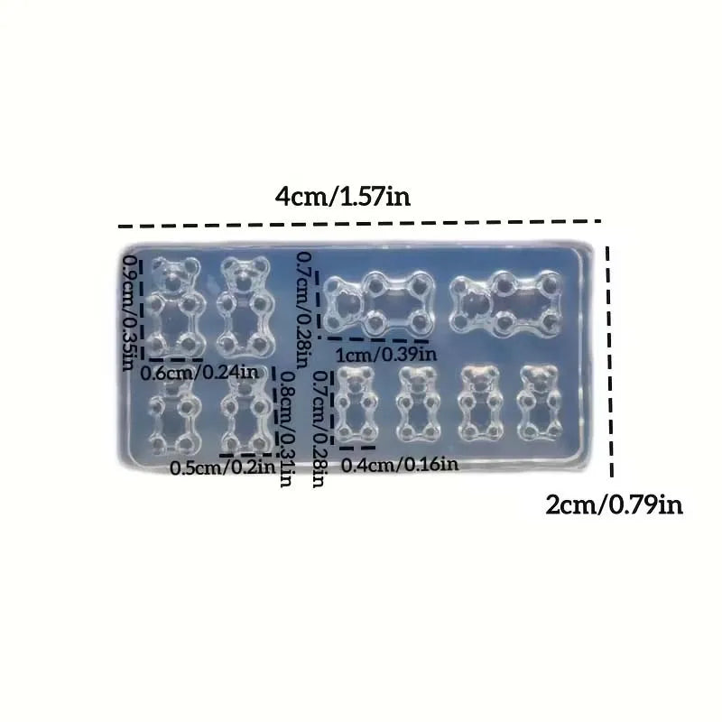3D Mini Bear Silicone Molds for Resin Jewelry & Nail Art