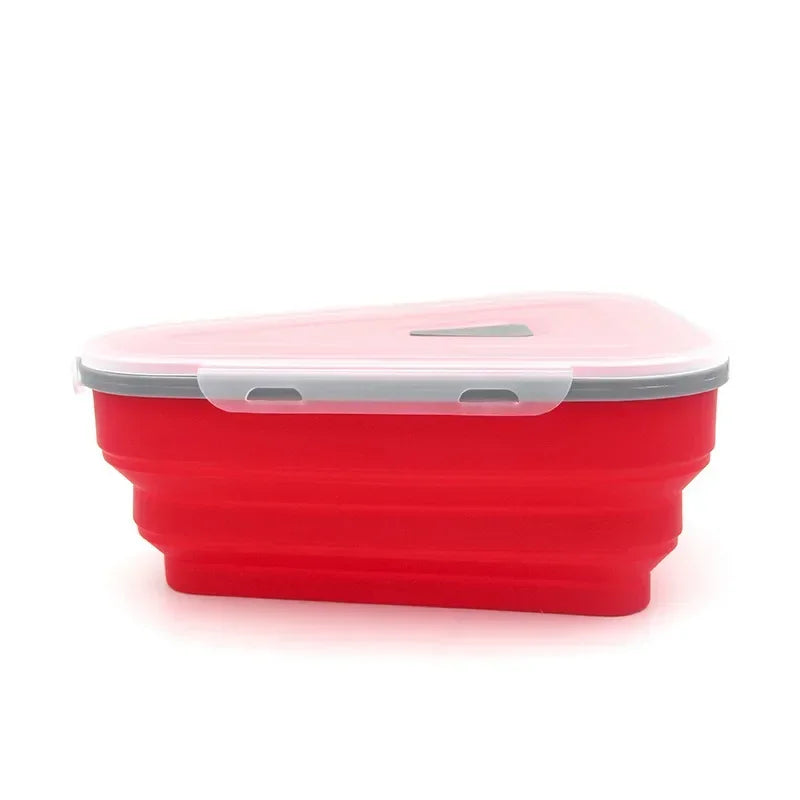 【Food Grade】Triangular Pizza Packaging Box Set | Collapsible Silicone Container with 5 Free Stackable Trays Peaceful Pleasures Health and Wellness Red