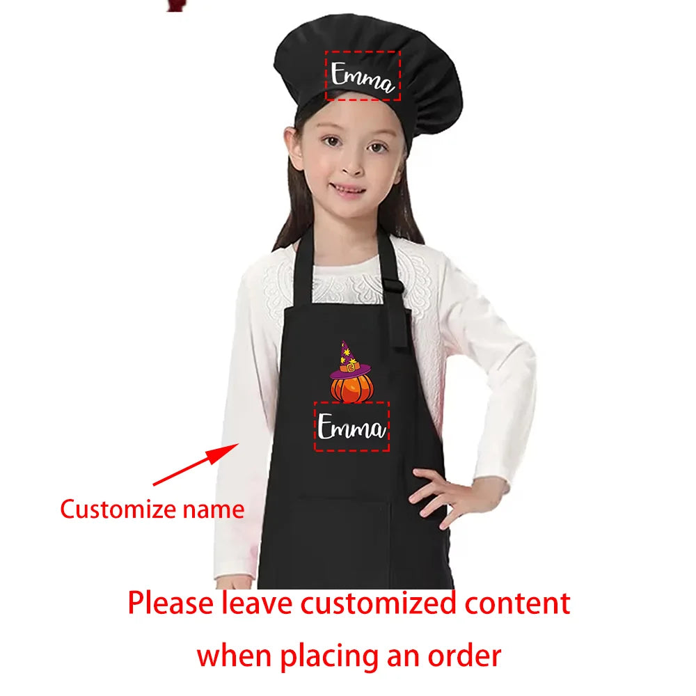 Kids Custom Halloween Apron & Chef Hat Set | Witch Cooking Gift