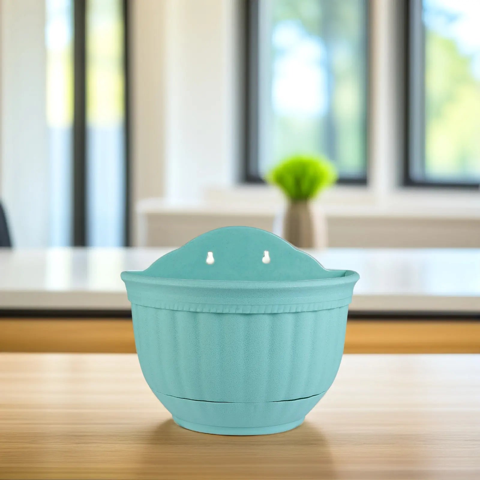 Semi-Circular Hanging Flower Pot Imitation Pattern Stable Wall Mounted Planter Decorative for Indoor Outdoor Home Office Peaceful Pleasures Health and Wellness