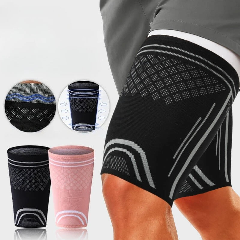 1Pc Elastic Thigh Compression Sleeve,Featuring a Knitted Non-Slip Upper Leg Design,Equipped with Double Silicone Non-Slip Strips Peaceful Pleasures Health and Wellness