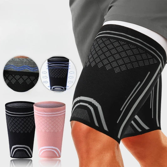 1Pc Elastic Thigh Compression Sleeve,Featuring a Knitted Non-Slip Upper Leg Design,Equipped with Double Silicone Non-Slip Strips Peaceful Pleasures Health and Wellness