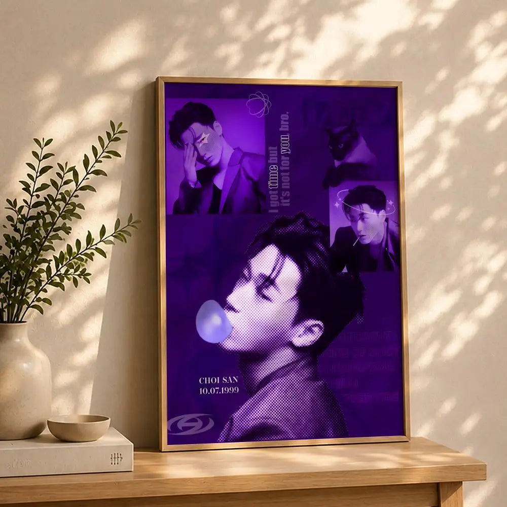 ATEEZ Kpop HD Self-Adhesive Waterproof Wall Art Poster Kpop Wall Poster Peaceful Pleasures Health and Wellness White10 50X70cmNoframe