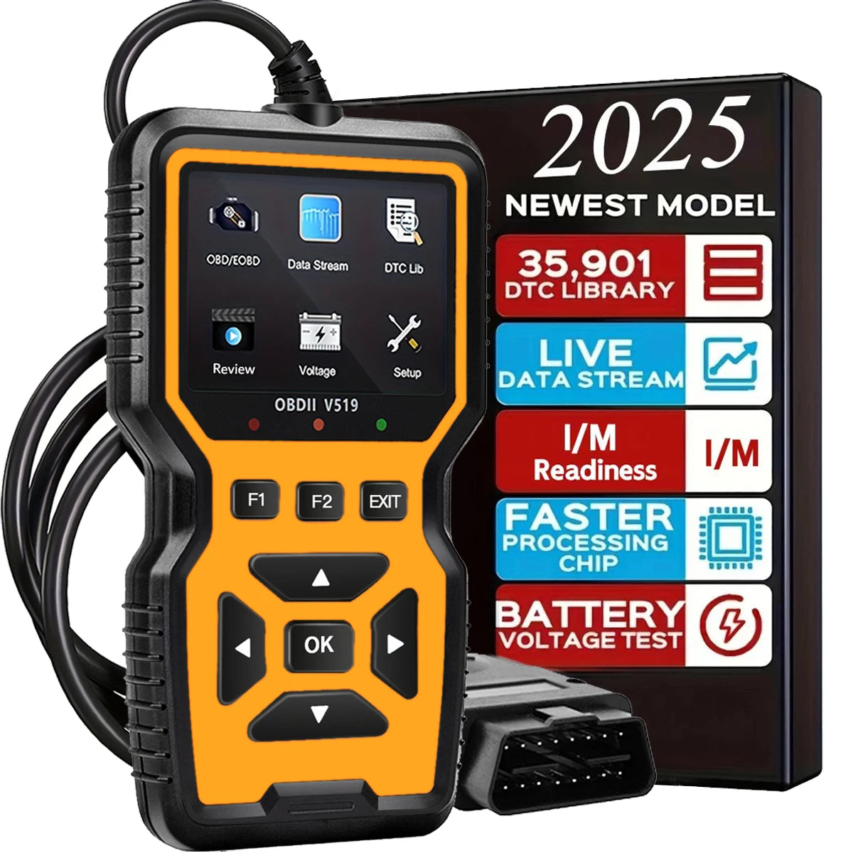 V519 Obd2 Car Scanner Diagnostic Tool, Full Obd2 Function for Cars & Trucks Vehicles since 1996+ Peaceful Pleasures Health and Wellness Yellow