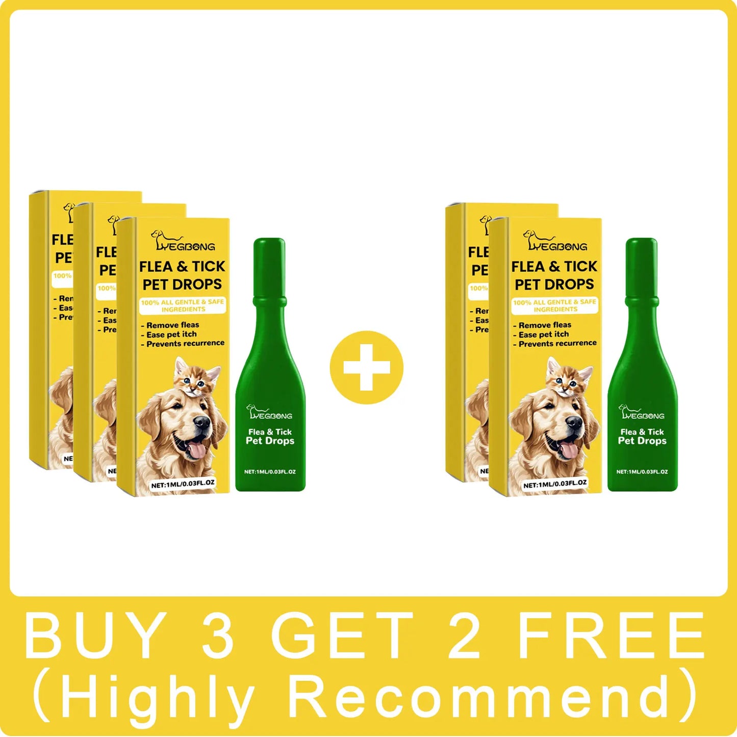 Yegbong Flea Tick Mite Repellent Drops for Dogs & Cats