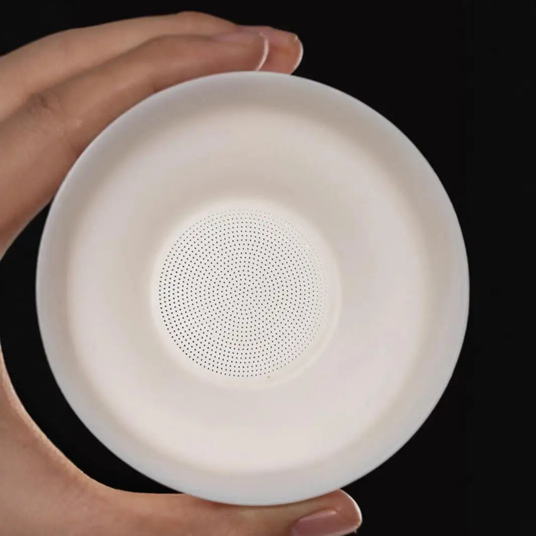Mutton fat jade white porcelain all-in-one full ceramic hole tea drain ceramic tea set accessories tea filter tea maker Peaceful Pleasures Health and Wellness