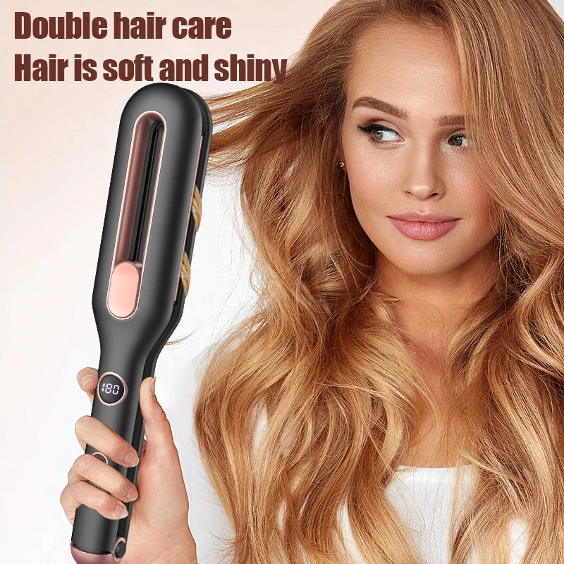 Professional women's ceramic hair straightening device with LED display, multi-temperature adjustment and safety features Peaceful Pleasures Health and Wellness
