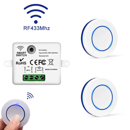 433MHz Wireless Remote Light Switch 10A Relay Controller Wireless Relay Switch Oasis Select