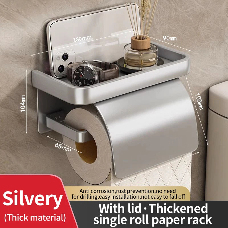 No-Drill Double Layer Toilet Paper Holder & Shelf | YUNJIEYA