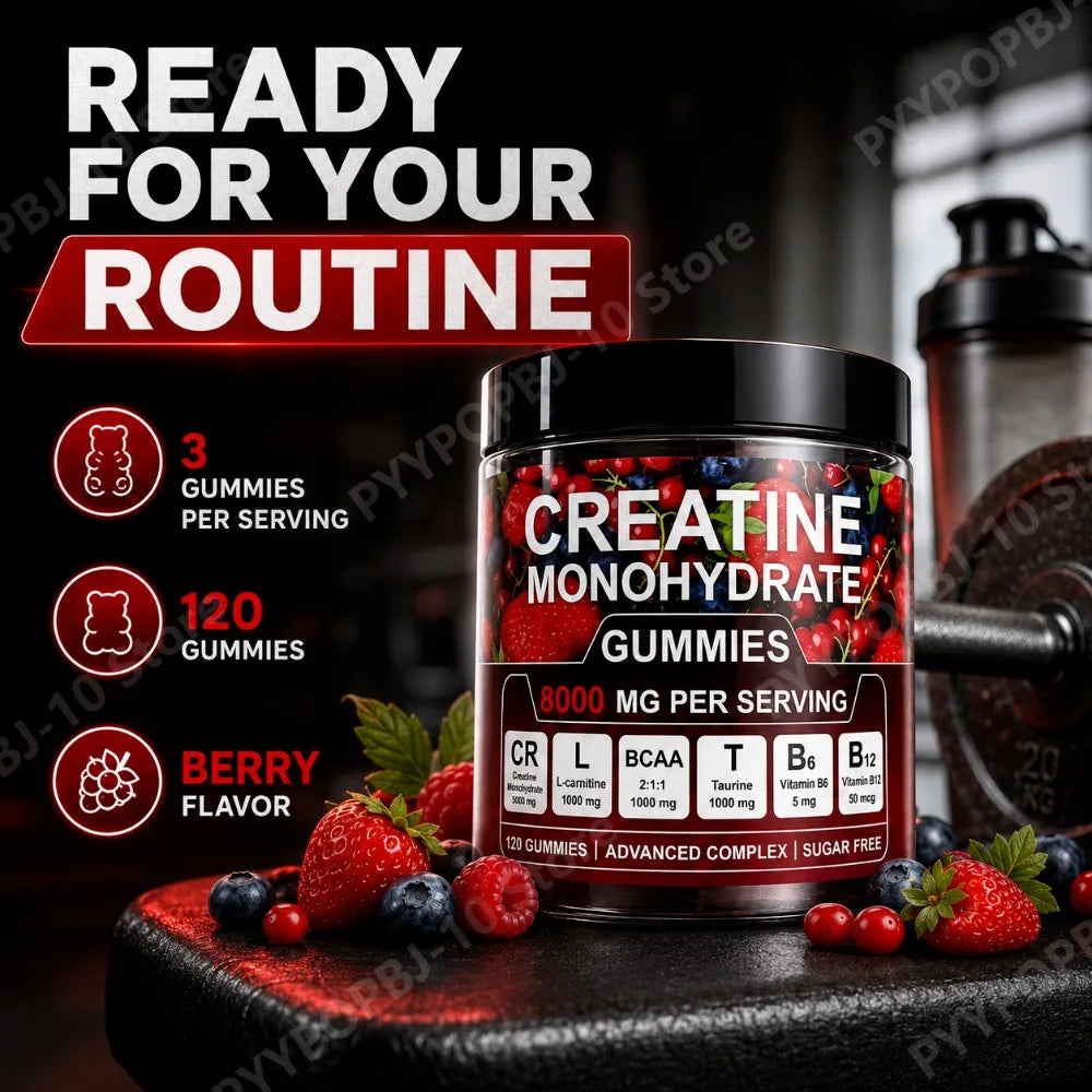 Sugar-Free Creatine Monohydrate Gummies 8000mg + Vitamins