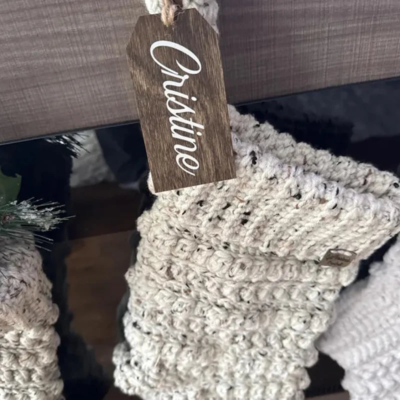 3-Pack Personalized Laser Engraved Wooden Christmas Stocking Tags Christmas Stocking Tags Peaceful Pleasures Health and Wellness