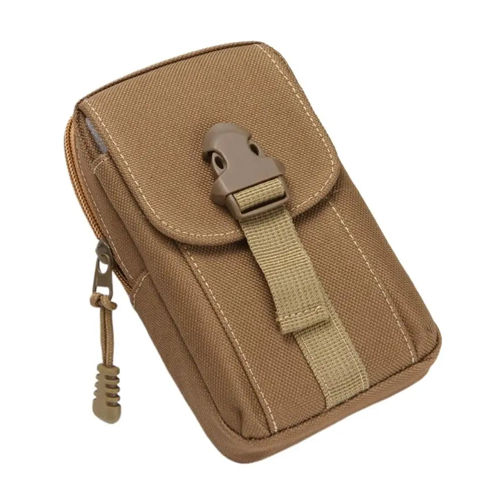 Outdoor Tactical Waist Bag Heavy‑Duty Oxford Phone Pouch Men's Durable Coin Purse Portable Hiking Camping Tool Bag with Buckle Peaceful Pleasures Health and Wellness Brown