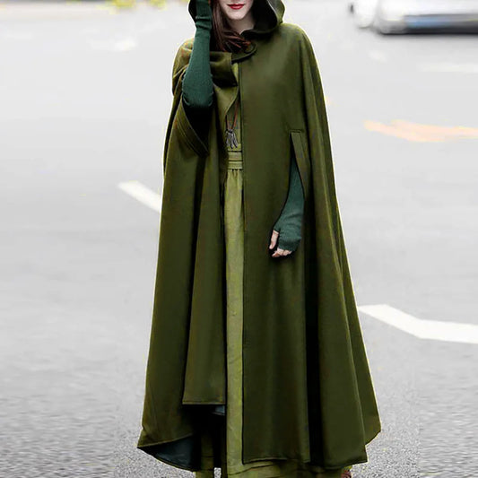 Women's Gothic Hooded Cape Cloak Trench Coat | Plus Size XS–3XL Gothic Cape Coat Peaceful Pleasures Health and Wellness army green XL