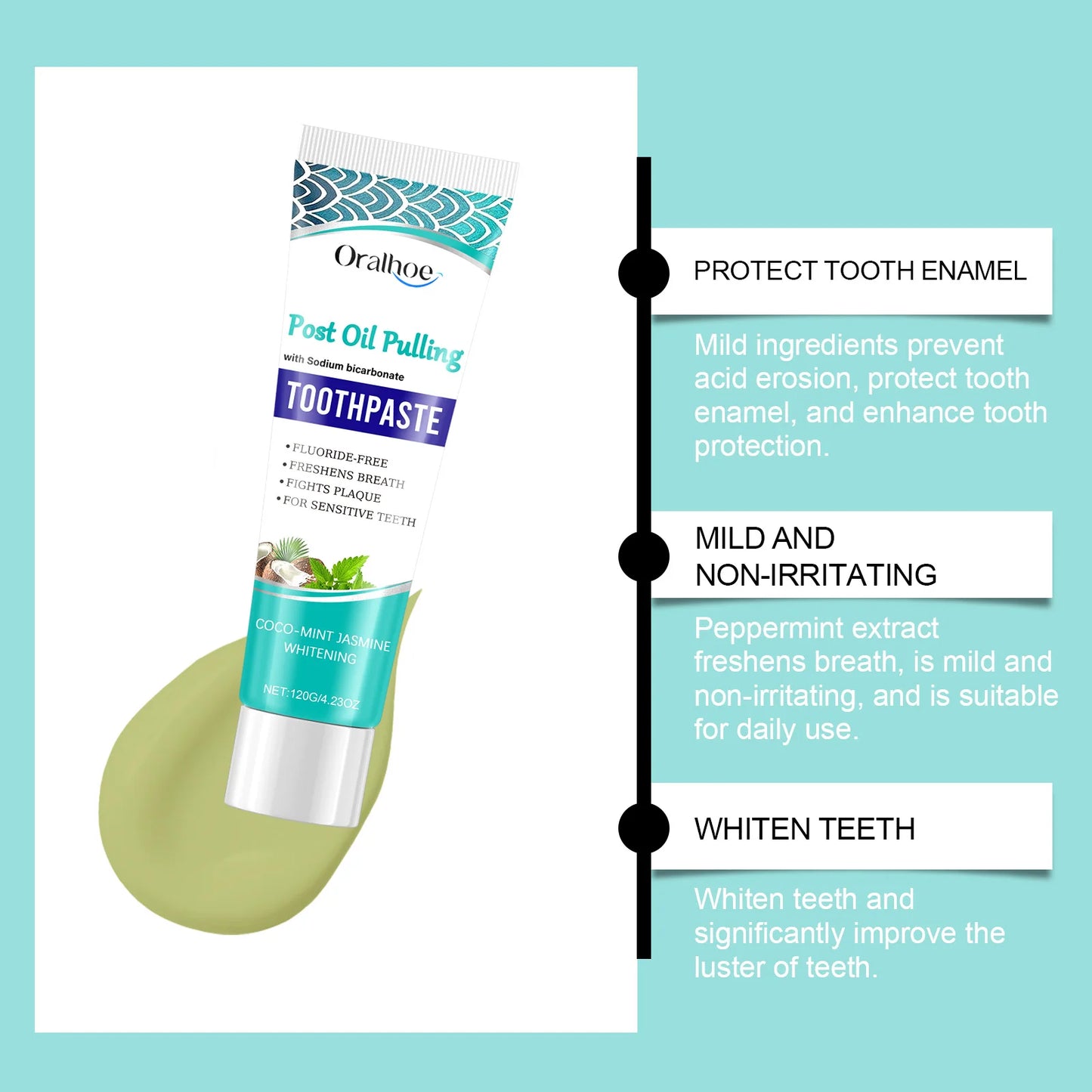 Oralhoe Coconut Oil Whitening Toothpaste | Plaque & Stain Removal
