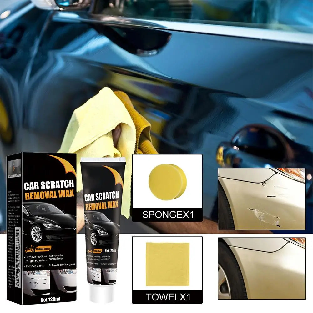 Car Scratch Remover Wax Kit – Sponge & Towel Included