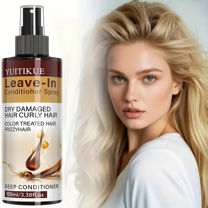 YUITIKUE Leave-In Conditioner Spray 100ml Deep Conditioner for Dry Damaged Curly Color Treated Frizzy Hair Peaceful Pleasures Health and Wellness
