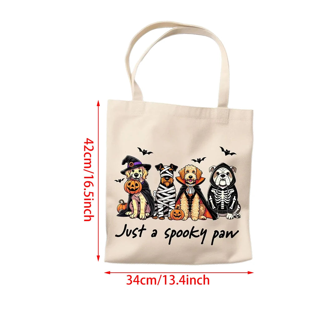 Halloween Dog Canvas Tote Bag | Just A Spooky Paw Gift