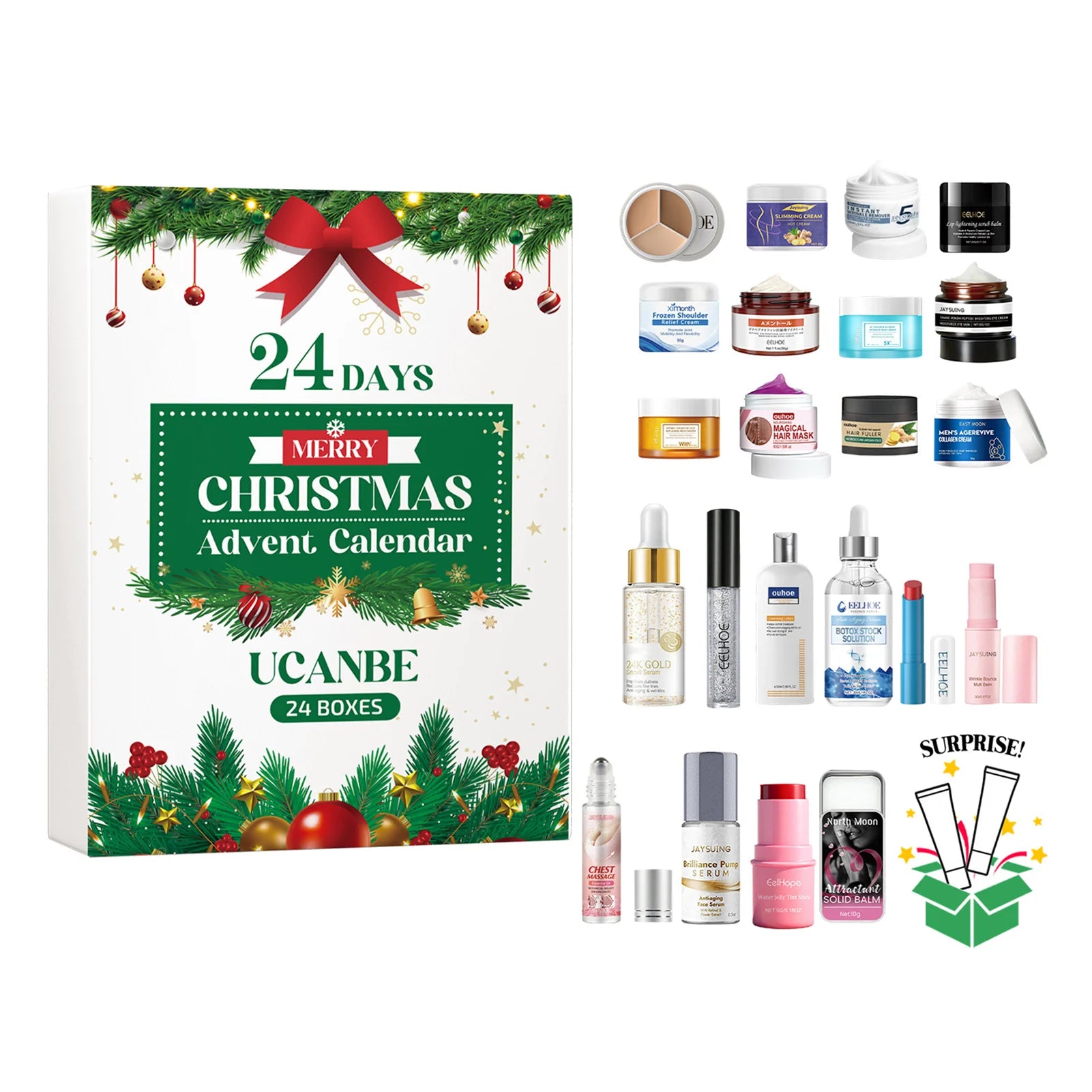 24-Day Christmas Beauty Advent Calendar – Skincare & Makeup Set Beauty Advent Calendar Peaceful Pleasures Health and Wellness A