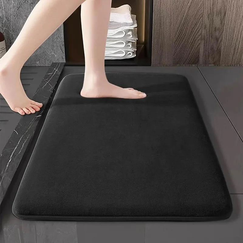 Super Absorbent Floor Mat Super Absorbent Bath Mat Super Anti Slip Coral Velvet Bathroom Floor Mat Door Mat Bathroom No Slip Mat Peaceful Pleasures Health and Wellness black 40cm X 60cm