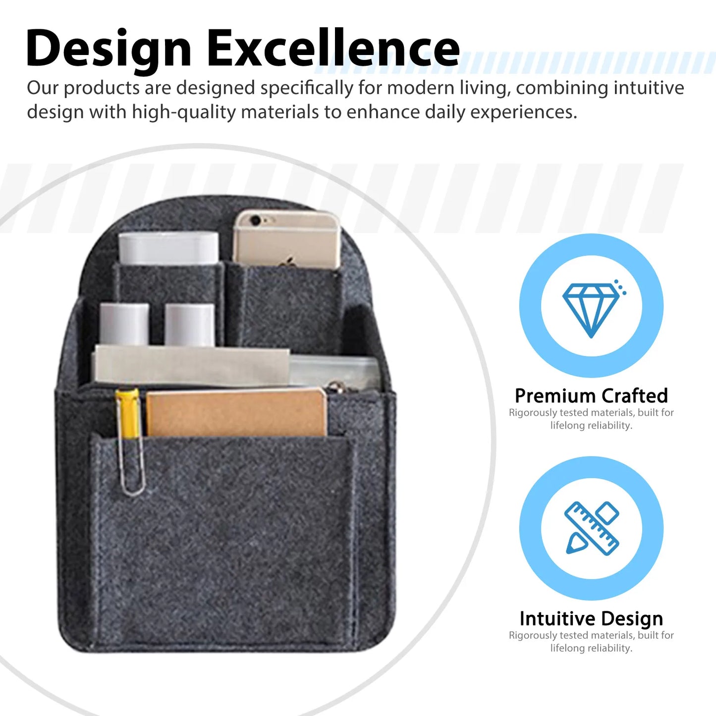 Large-Capacity Backpack Inner Bag Zipper Bag with Keychain Multiple Pocket Lady Girls Gifts for Work School Peaceful Pleasures Health and Wellness