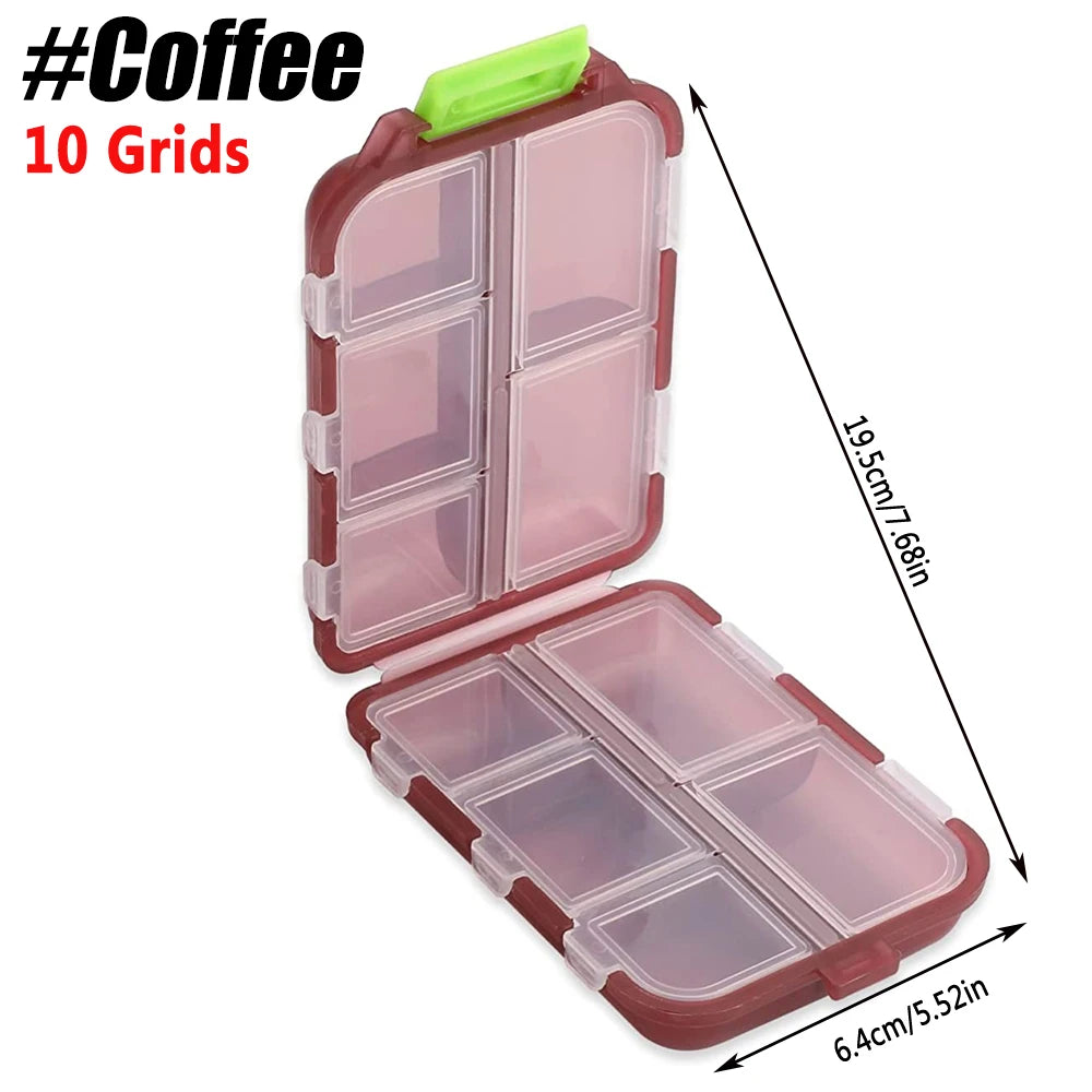 1Pcs Portable Travel Med Wallet for 10/12 Grids, Pocket Pill Box Dispenser Suitable for Storing Fish Oil Vitamin Medication, Etc Peaceful Pleasures Health and Wellness Coffee-10 Grids