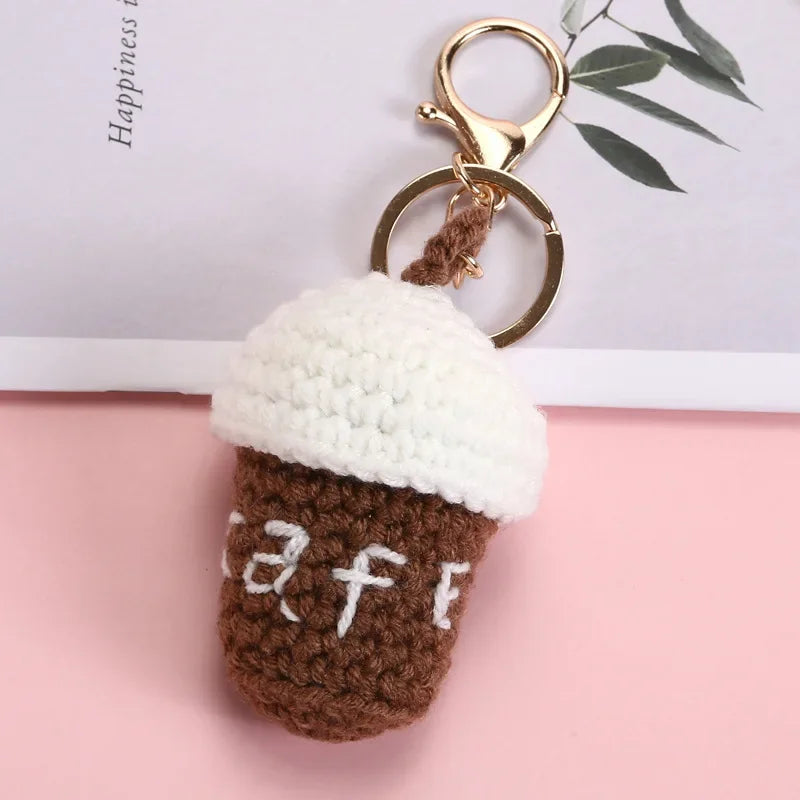 Handmade Knit Keychain Charms – Cute Burger & Ice Cream Pendant