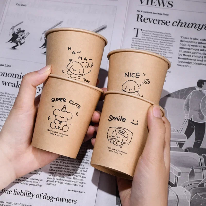 50PCS 250ml Disposable Biodegradable Paper Cup Tasting Cup Coffee Tea Milk Cup Party Supplies Drinking Tool BirthdayTableware Peaceful Pleasures Health and Wellness