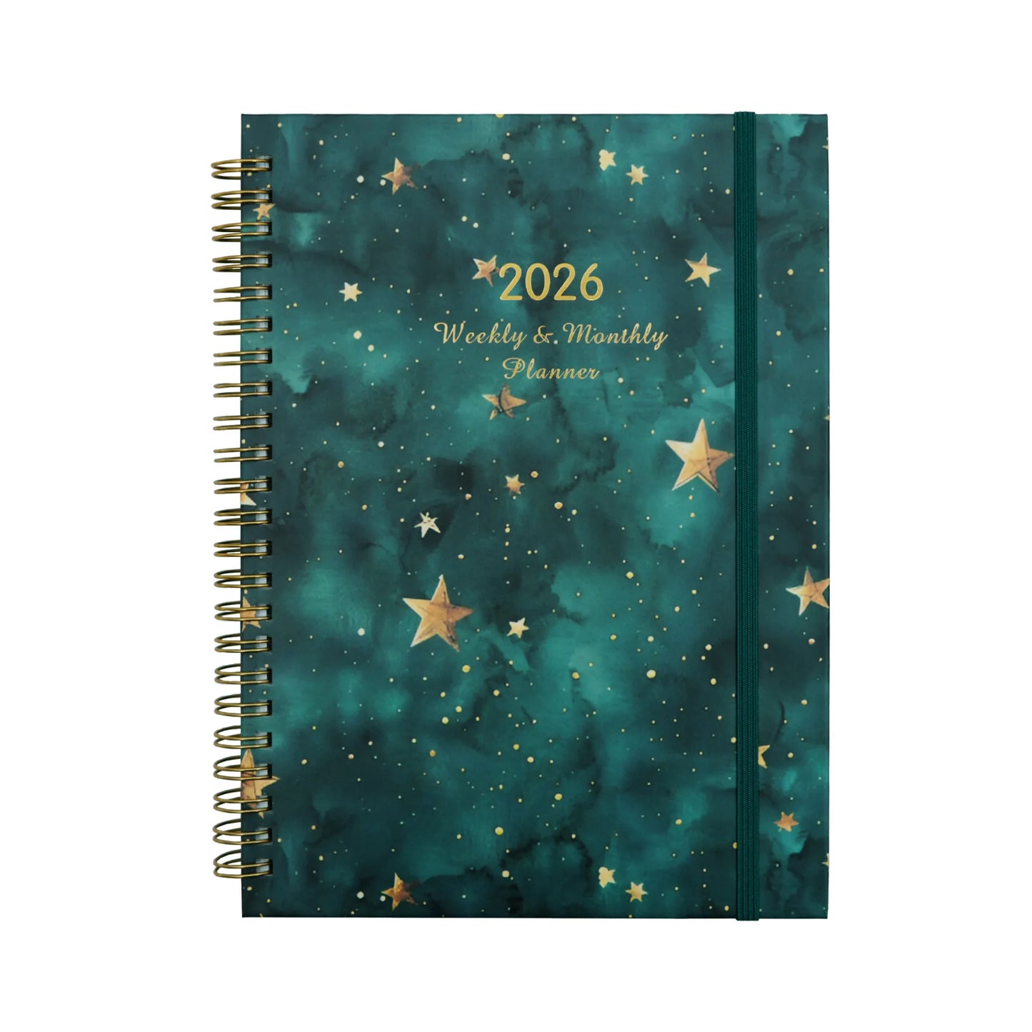 A diary book themed around 2026, featuring elastic bands. It’s perfect for weekly planning, birthday, Christmas, and New Year gi Peaceful Pleasures Health and Wellness green