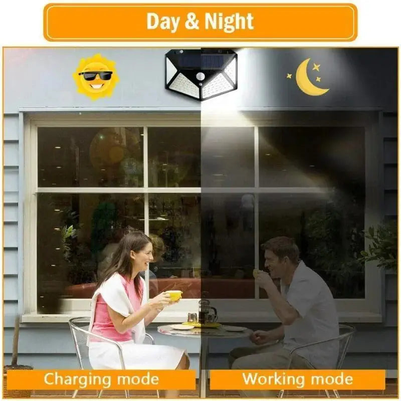 Outdoor 100 LED Wall Lamp PIR Motion Sensor Lights Waterproof Solar
