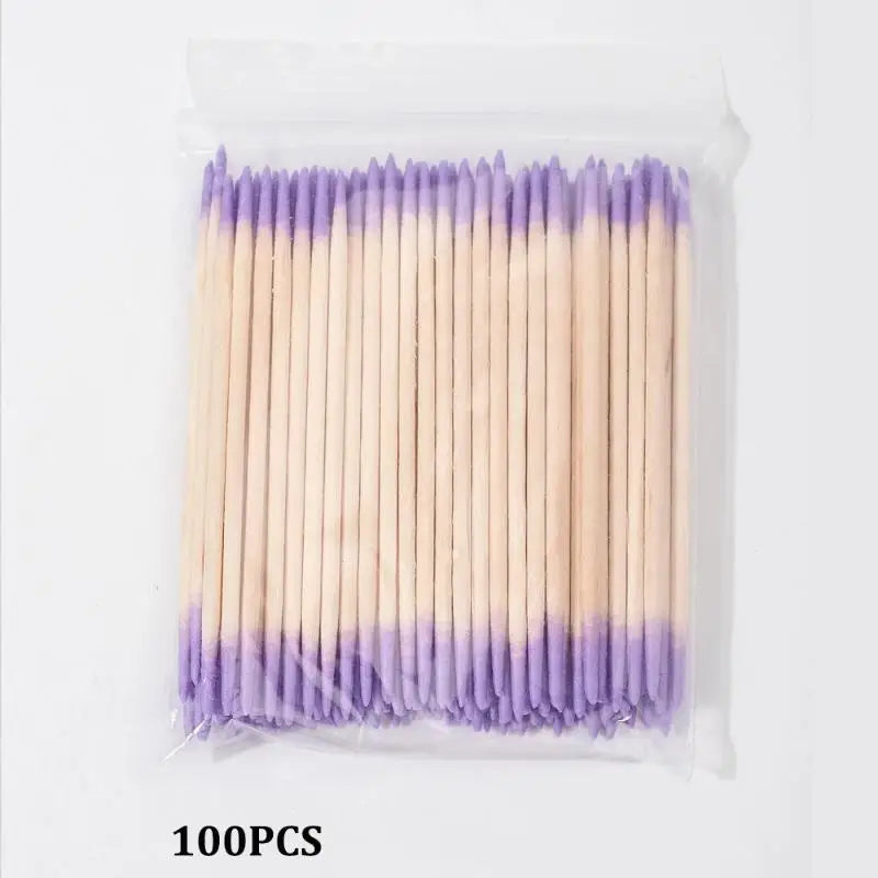 100/200/300/500Pcs Nail Double-Head Wood Swab Cleaning Sticks Purple Dual-Tipped Cotton Head Cleaning Swab Nail Polish Remover Peaceful Pleasures Health and Wellness 100PCS