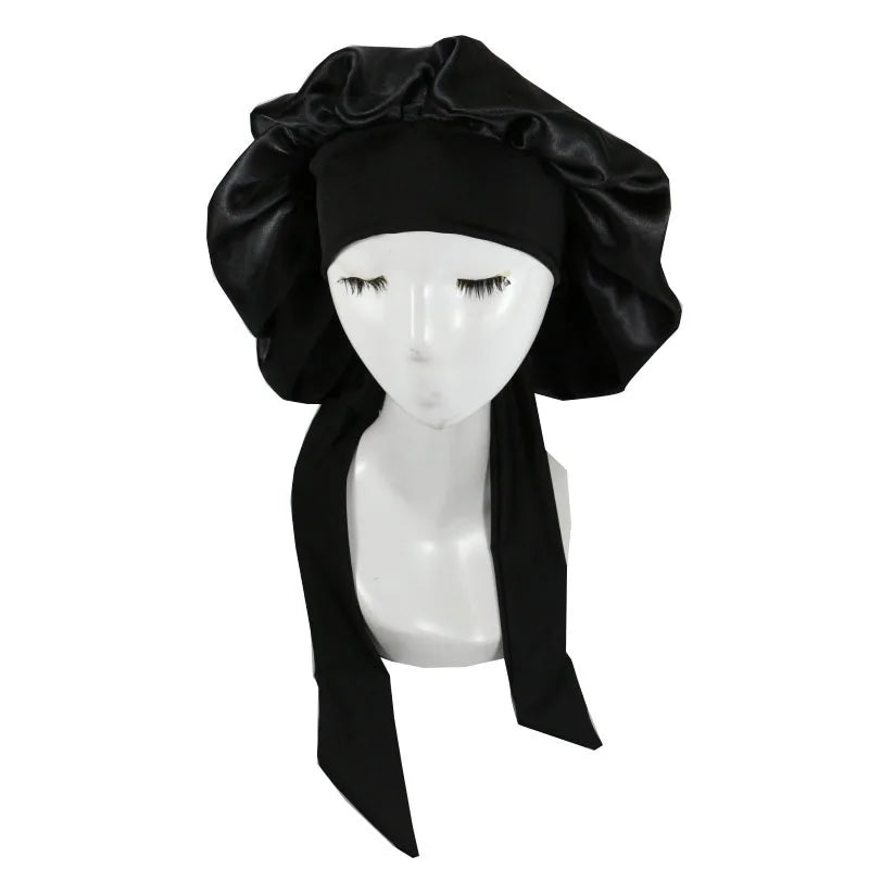 Satin Shower Cap for Women – Waterproof Silk Bonnet Long Hair
