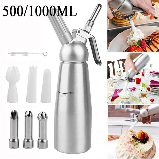 500/1000ml Cream Foam Gun Cake Piping Gun Siphon Squeeze Bottle Dessert Tool Squeeze Bottle Dessert Tool Kitchen Accessories Peaceful Pleasures Health and Wellness