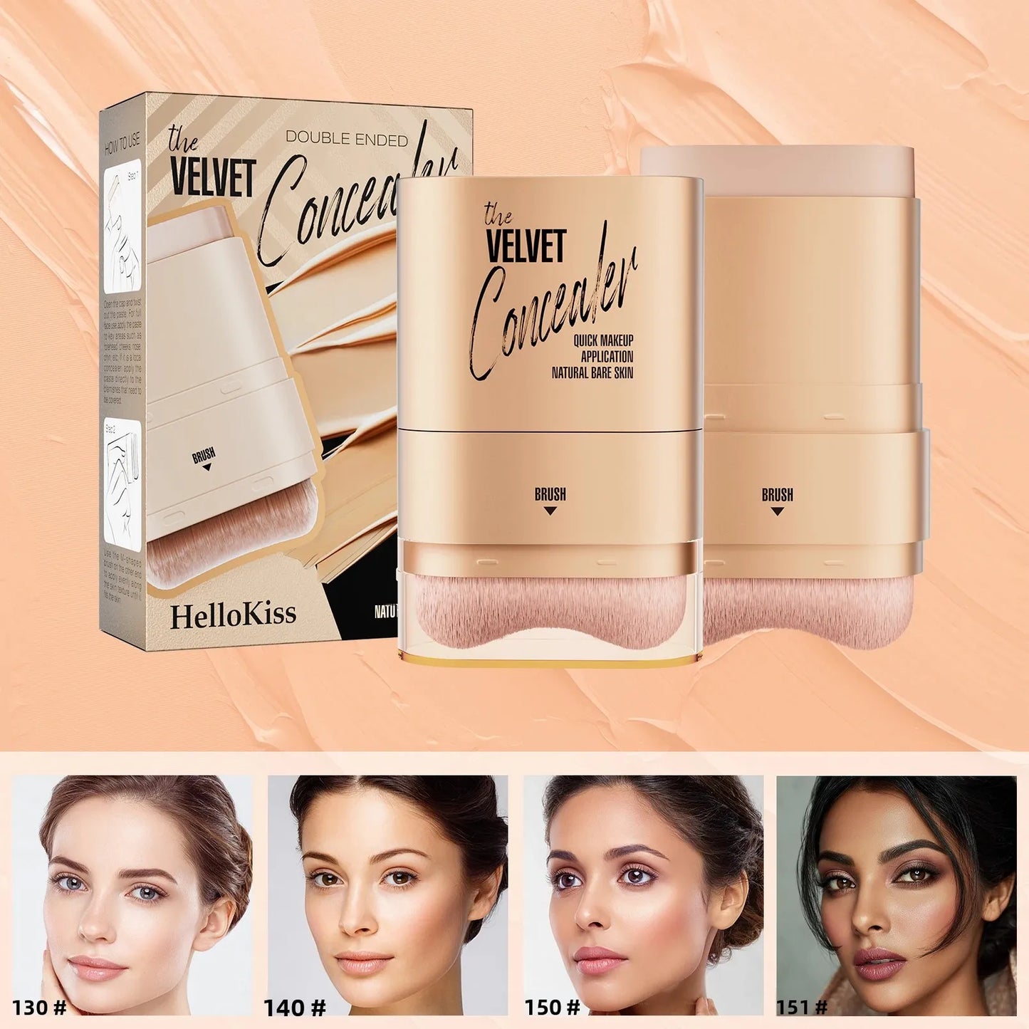Hello Kiss 2-in-1 Waterproof Concealer Stick & Brush | 12g