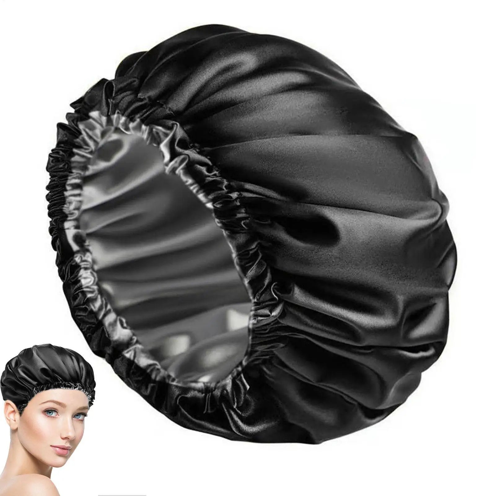 Extra Large Adjustable Shower Cap Double Layer Waterproof Design for Long Thick Hair, Shower, Travel, Camping & Hair Care Peaceful Pleasures Health and Wellness