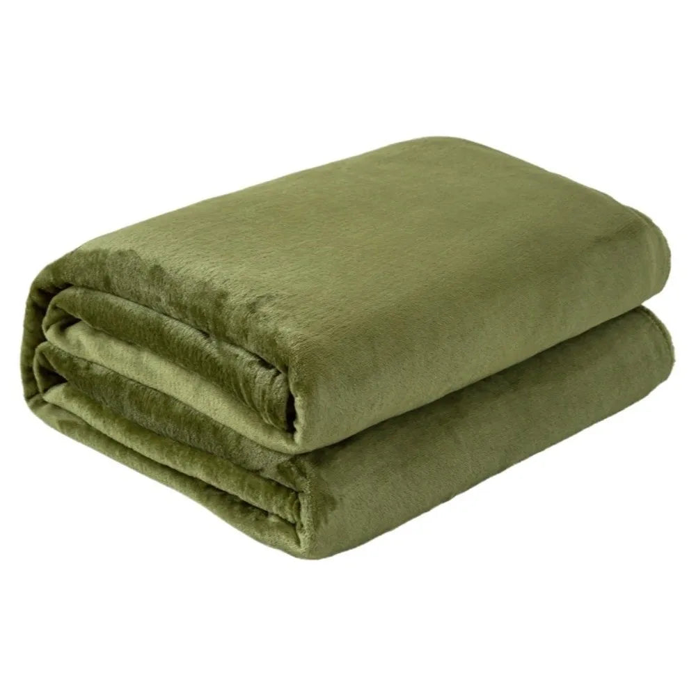 Solid Color Flannel Blanket – Soft Thickened Polyester Throw