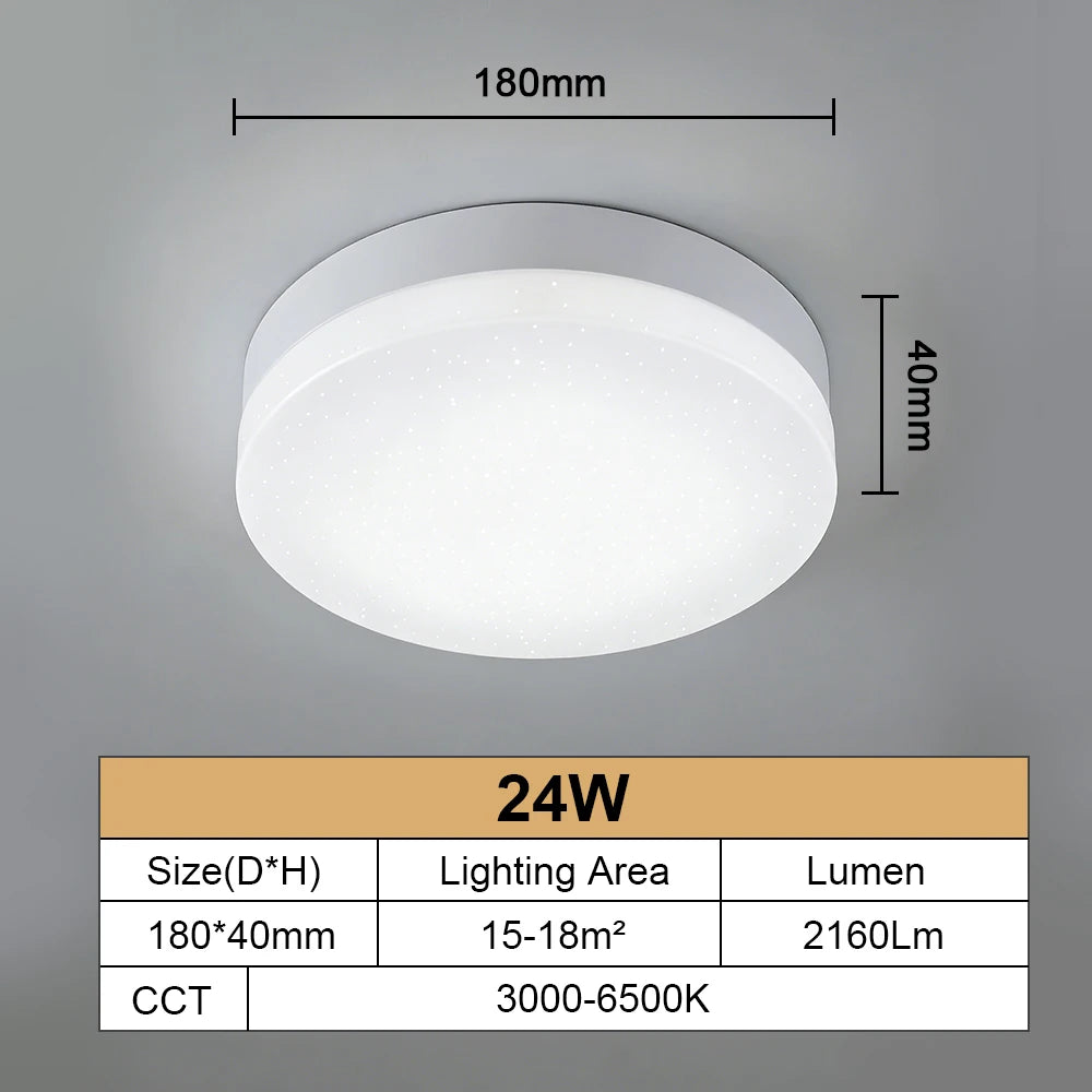 RUNTOIN Ultrathin Crystal LED Ceiling Light | Modern Square & Round
