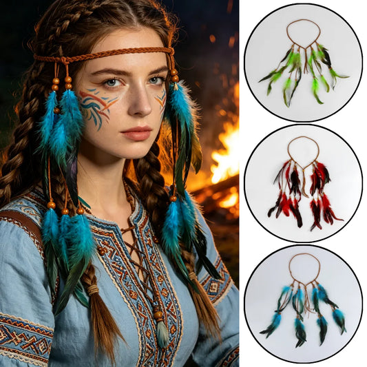 Bohemian Red Feather Headband Hippie Tribal Hair Accessory Festivals Peaceful Pleasures Health and Wellness