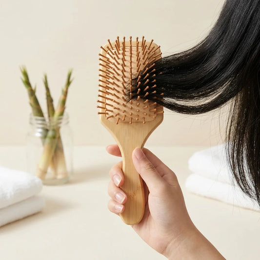 Natural Bamboo Air Cushion Hair Brush – Scalp Massage Comb Bamboo Hair Brush Oasis Select