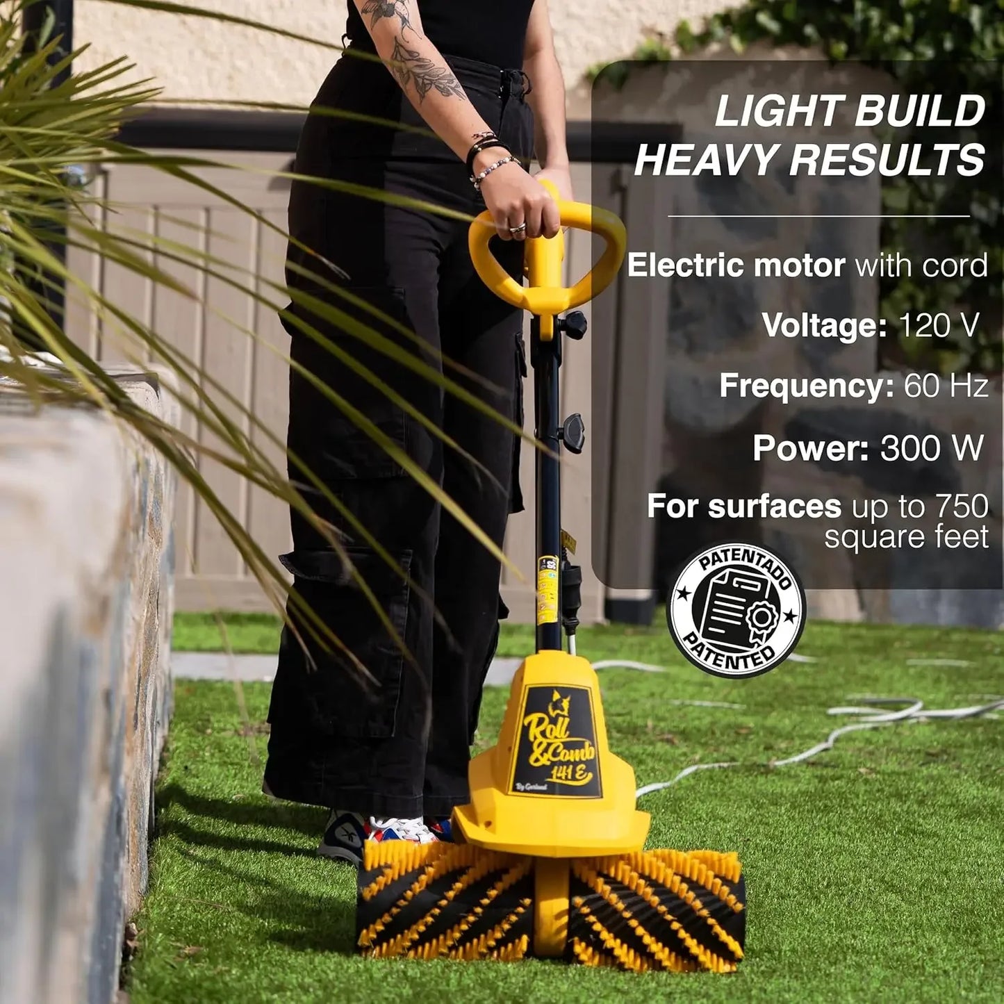 Electric Artificial Grass Sweeper and Rake, 300W Motor for Small to Medium Lawns, Pet Hair Cleaner Peaceful Pleasures Health and Wellness