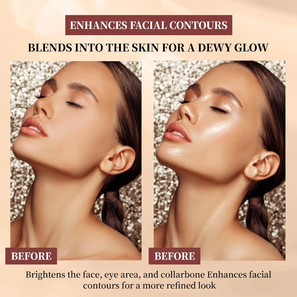 QIBEST 3 Colors Brighten Highlighter Bar Cosmetics Face Contour Bronzer Shimmer Highlighter Stick Face Makeup Body Highlighter Peaceful Pleasures Health and Wellness