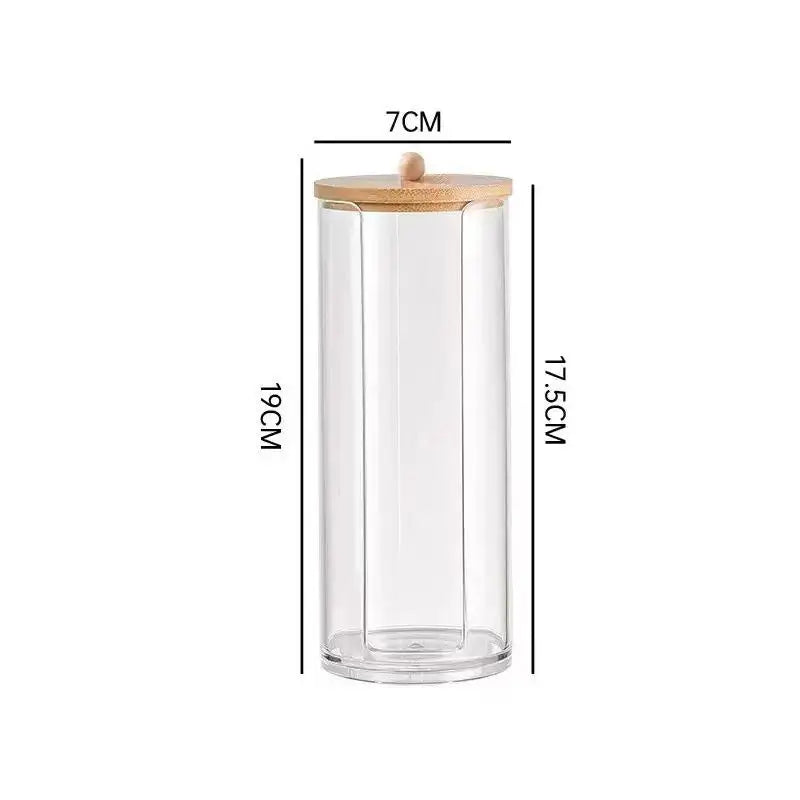 Round Acrylic Cotton Swab Box With Lid Dustproof Makeup Cotton Storage Toothpick Organizer Box Peaceful Pleasures Health and Wellness A11